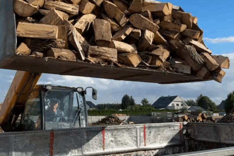 Muspel załadunek drewno kominkowe transport dostawa wielkopolska